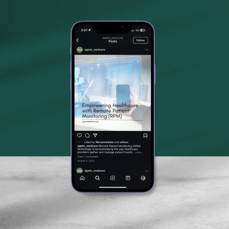 Agate Medcare Instagram post promoting their Remote Patient Monitoring (RPM) technology for healthcare providers