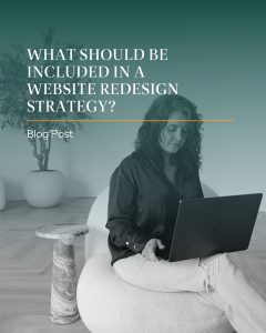 image of a woman sitting on a chair with her laptop on her lap shes looking at her website laptop